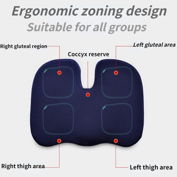 Quilted Memory Foam Seat Cushion for Car Office Chair Unpick and Wash Lumbar Cushion