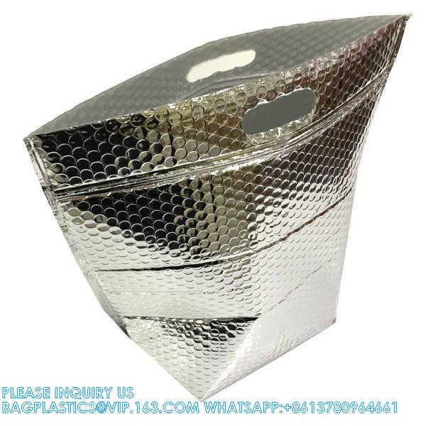 Hamburg Food Reusable thermal Insulate Zipper Delivery Thermal Bag Foil Thermal Insulated Storage Bag