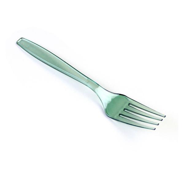 100pcs/box Heavy Duty Disposable Forks Clear Green Plastic Silverware for Production