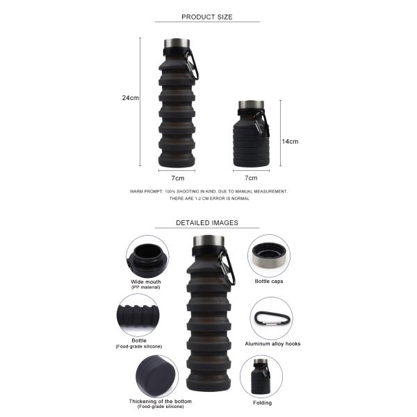 550ml Sport Silicone Portable Foldable Water Bottle