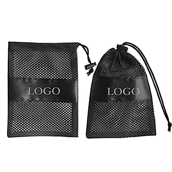 Custom Logo Small Nylon Mesh Net Storage Drawstring Pouch Bag For Sunglasses Carrying