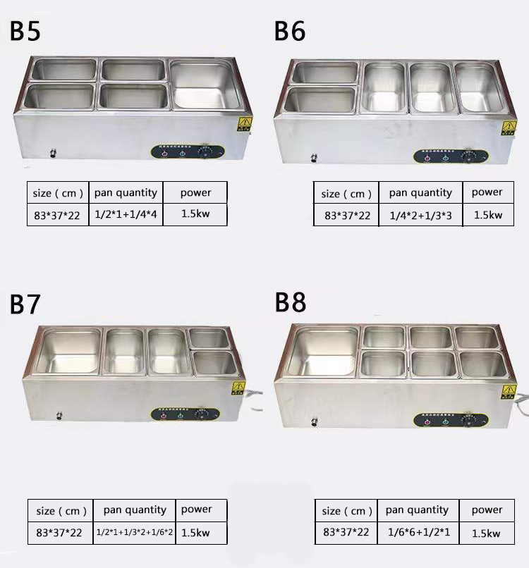 Rectangular Bain Marie Electric Food Warmer 150L 3 Pan Bain Marie