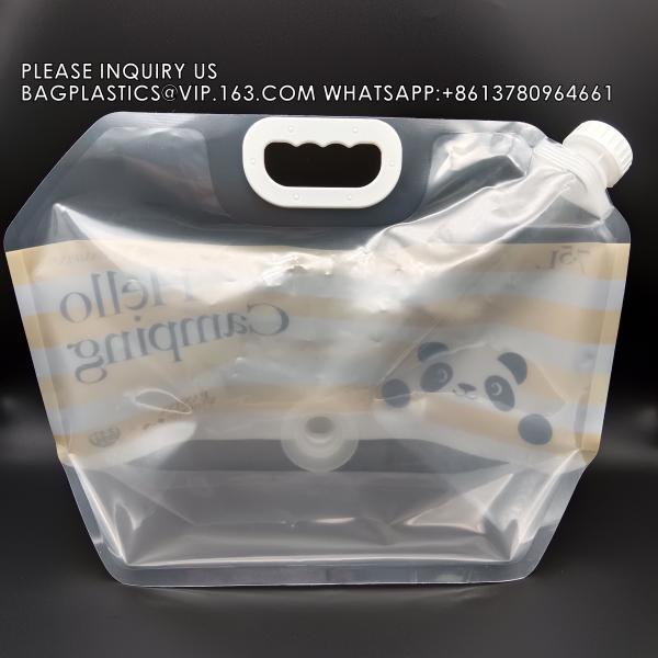 Wholesale Portable 5L 10L Water Bag With Dispenser Valve Stand Up Plastic Spout Pouch Camping Outdoor Water Bag