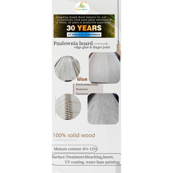 FSC Certified Paulownia Wood Edge Glued Finger Joint Solid Wood Board M3 для мебели