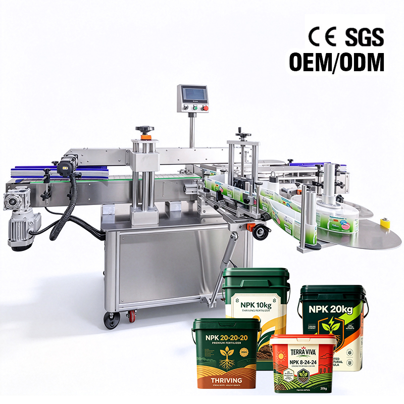 Full Automatic Label Sticker Machine Fertilizer and Chemical Labeling Machine for Bottles Buckets