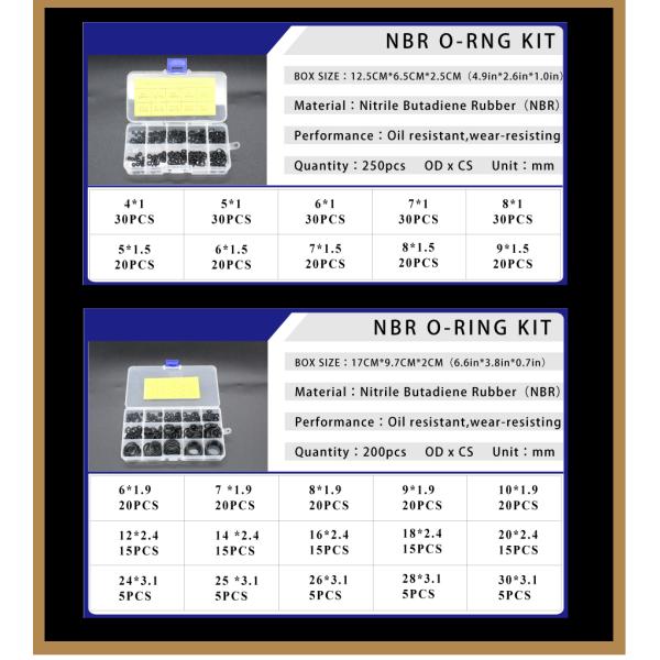 Положенный в коробку набор колцеобразного уплотнения комплекта для ремонта колцеобразного уплотнения NBR силиконовой резины нитрила