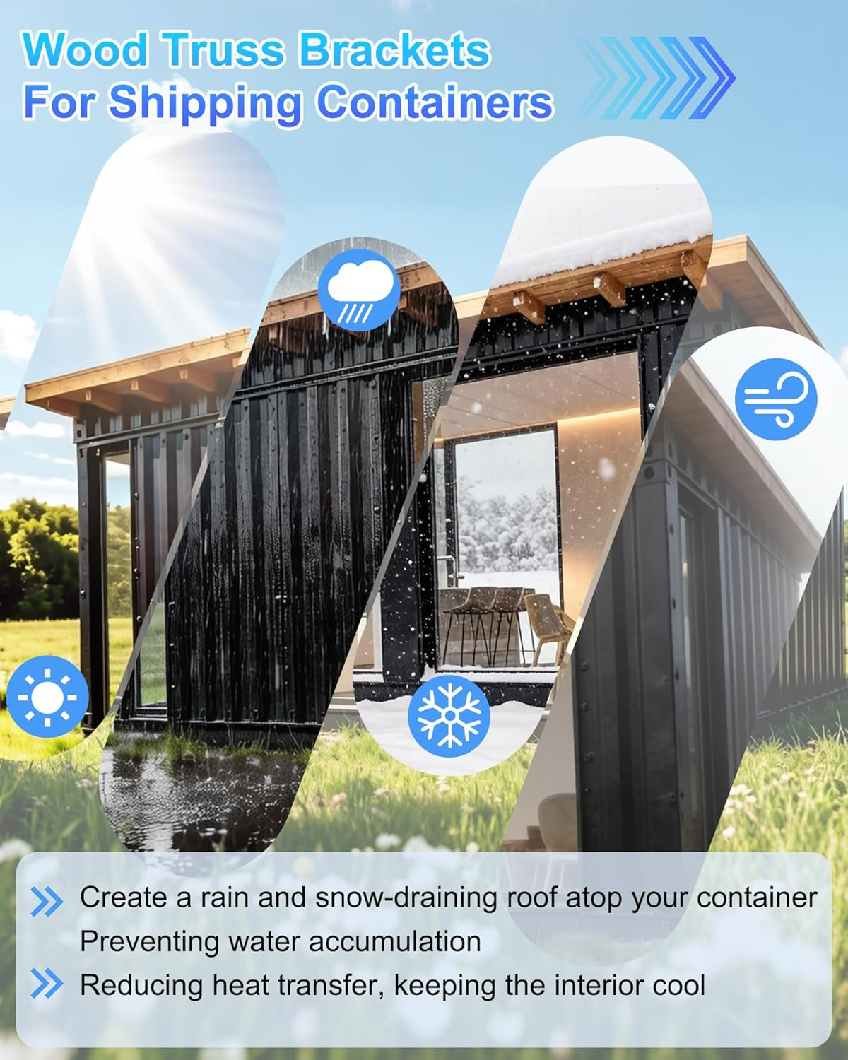 Container Roof Brackets Kit, 6PC Heavy Duty for 2x4 Wood Frame Durable Steel Brackets for Shipping Container Roof Overhaul Heavy Duty Roof Supports for Container, Prevents Water Damage