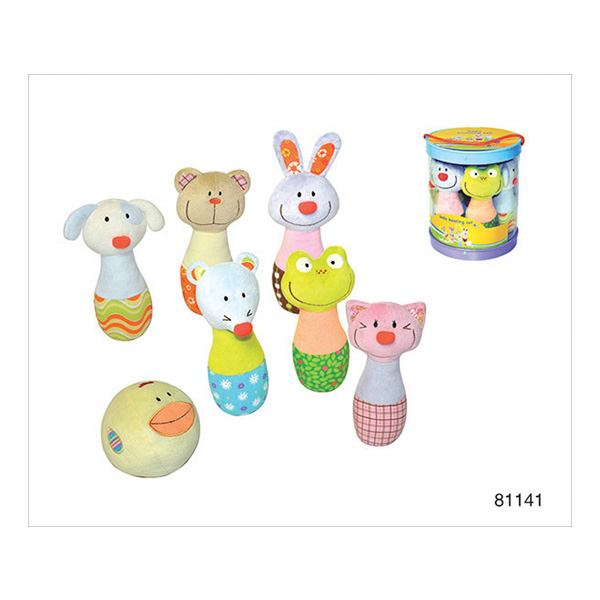Stuffed Plush Animal Bowling Ball Set Baby Toys 6 Months Unisex Rattle Teether