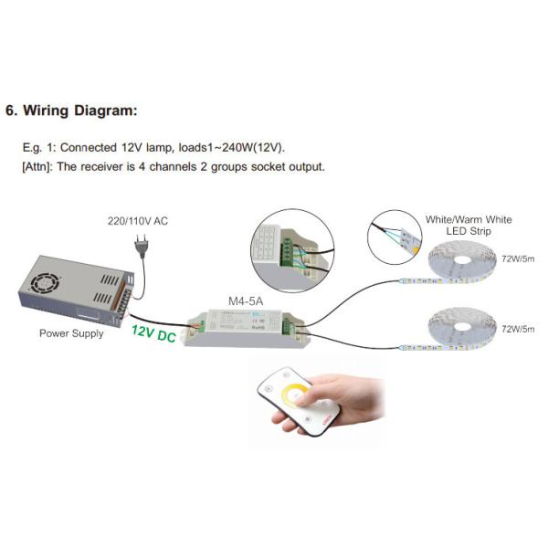 433.92 MHz RF LED Strip Controller , Wifi Led Rgb Controller For Strip Lighting