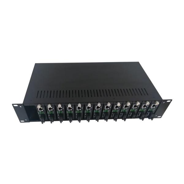 2U 19 слоты дюйма 14 кладут шасси на полку держателя для конвертера средств массовой информации оптического волокна