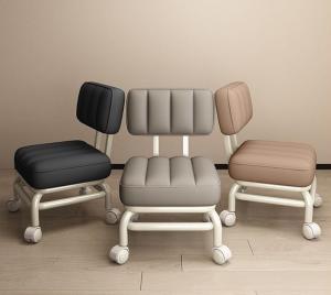 Household Small Stool With Backrest Universal Wheels Modern And Simple Low Stool