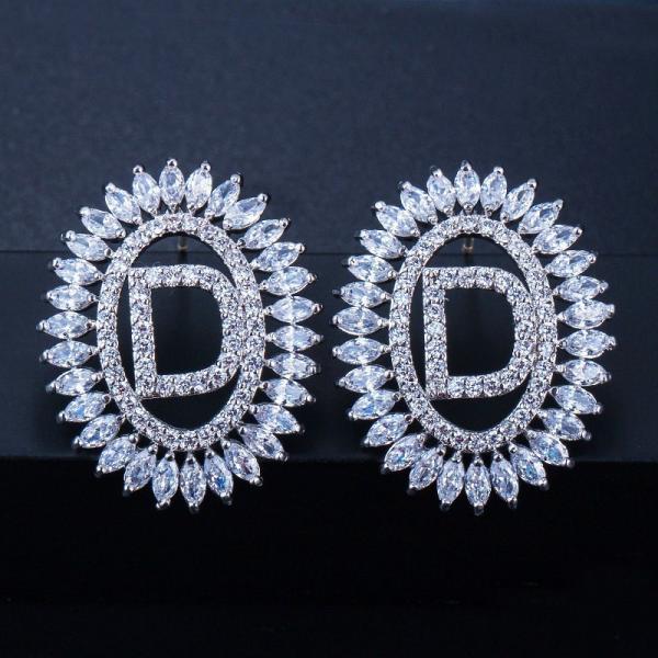 Fashion CZ Letter Earrings Jewelry Christcross-row Earrings necklace jewelry set