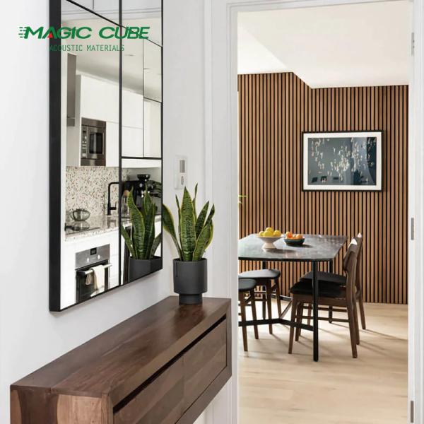 Poliéster espessura 9mm/12mm Moderno estilo de design MDF Veneer acústico de madeira painéis de ardósia