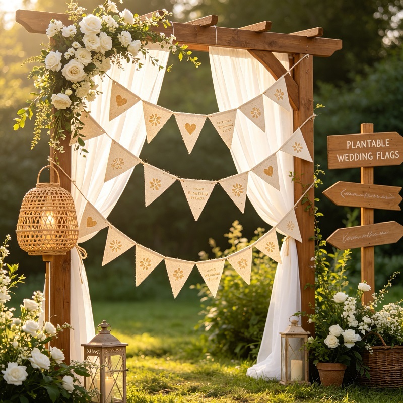 Plantable seed paper party flag garland OEM for eco-friendly events