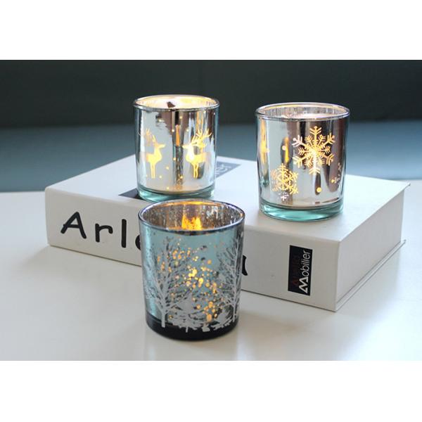 Glass Candle Cup Glass Electroplated Candle Jars Engraved Candle Jar