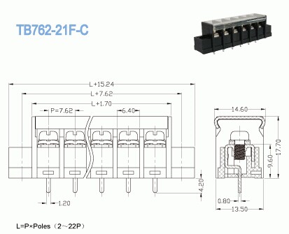 High Temperature Barrier Terminal Block , Power Wire Connecting Terminals