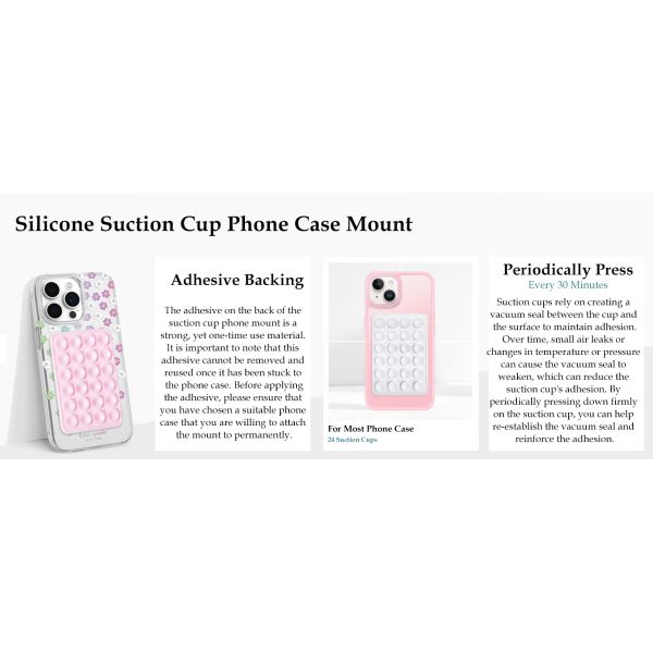 Portable 24 Sucker Double Sided Acrylic Adhesive Silicone Mobile Phone Holder Low Noise Soft Selfie Case Anti-Shock Removable