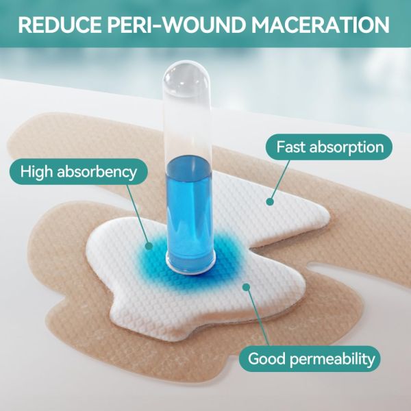 Large Waterproof Silicone Wound Dressing With Gentle Border For Bed Sore Leg Ulcer