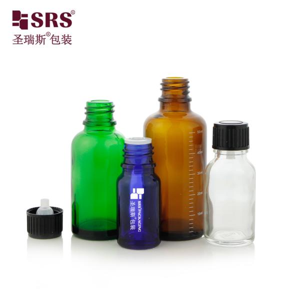Empty Transparent Blue Green Semi-transparent Color Glass Bottles With Screw Cap Essential Oil Bottle