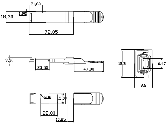 модуль 100G QSFP28 SR4 MPO MTP приемопередатчика 100m 850nm MMF оптически