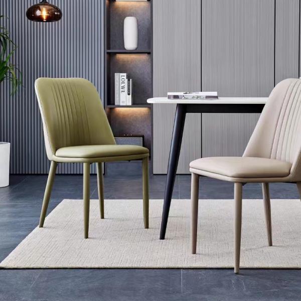 High Back Leather Dining Chair Without Arms , Upholstered Slipcover Dining Chair