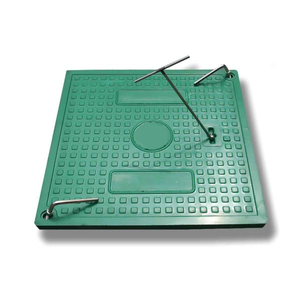 Non Metallic SMC Square Manhole Cover 500mm Theft Proof Fire Resistant