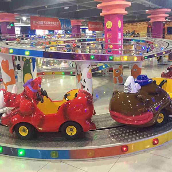 Small Kids Amusement Ride Mini Shuttle Ride With Animal Shape Coaches