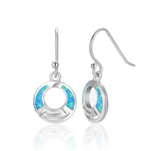 Blue 925 Silver Sterling Opal Jewelry Minimalist Stone Earring OEM