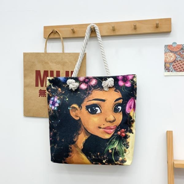 Versatile And Practical Multifunctional Zipper Handbag, Foldable Beach Bag, Creative New Cartoon Print Shoulder Bag