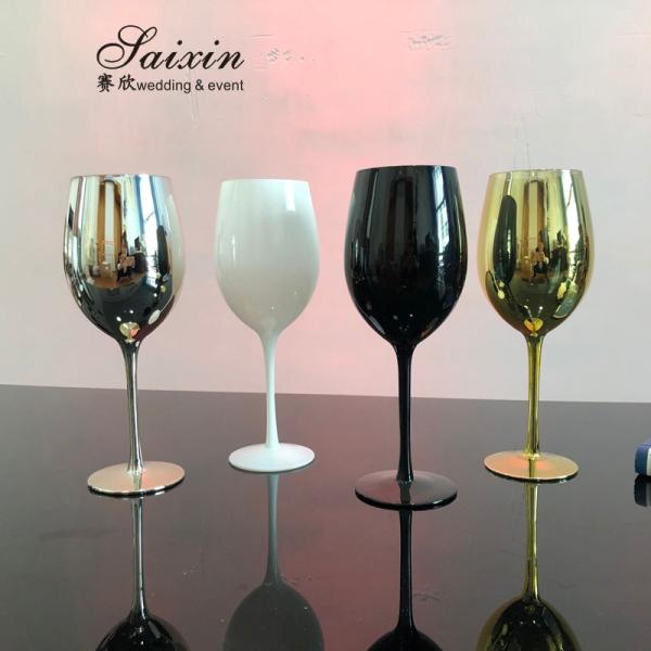 Горячая продажа элегантный бриллиантовый дизайн толстые белые бокалы для свадебного мероприятия