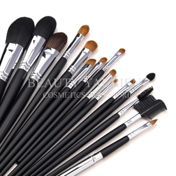 SA8000 Certified Durable Black Face Makeup Brush Set For Face Lip Eyes