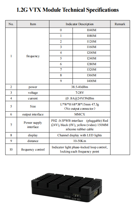 High Performance Analog Video Transmitter 1.2GHZ 8-10W 9CH Adjustable Power For FPV Racing