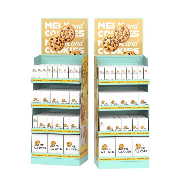 Retail Supermarket Snack Display Stand Glossy Custom Point Of Sale Displays