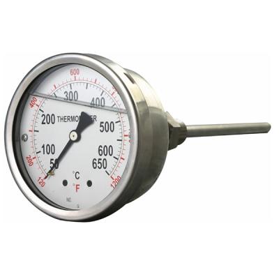 SS Long Stem Liquid Filled 4 Inch Industrial Bimetal Thermometer 1/2 NPT