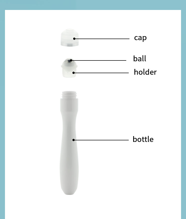 15ml PETG Roll On Bottle Slim Curved Body Stainless Steel Ball for Essential Oil Aromatherapy Liquid