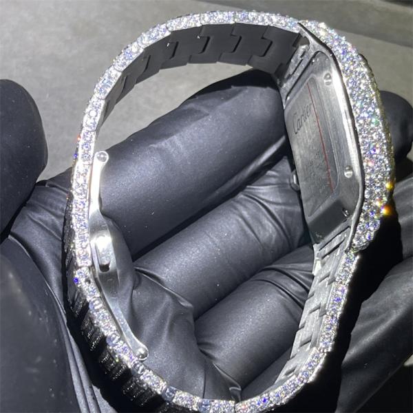 Moissanite luxuoso Diamond Watch VVS Moissanite congelou para fora do busto de Moissanite para baixo