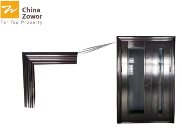 Customized 1/1.5 Hours Uequal Leaf Stainless Steel Fire Rated Doors With Spy Glass