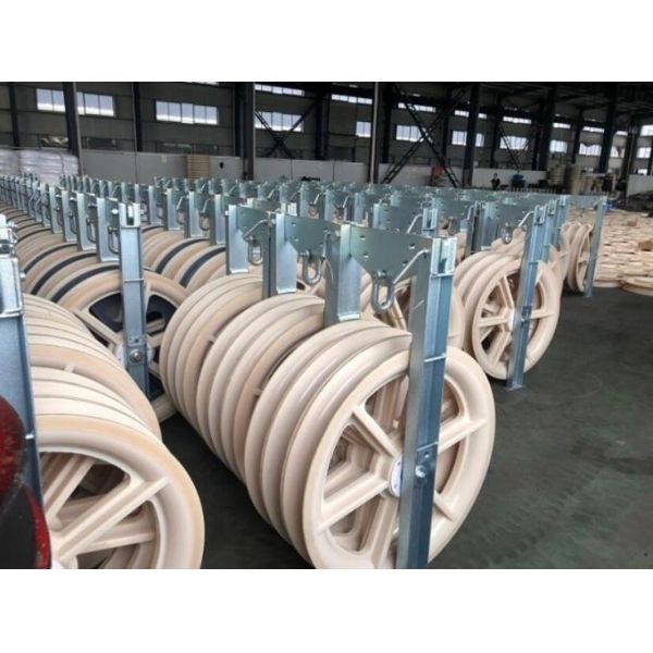 4-Bundle Conductor Stringing Block for ≤630mm² Lines | Nylon Wheel Transmission Cable Pulley