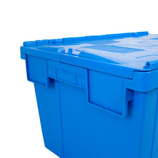 Caisse de déplacement en plastique avec un couvercle verrouillable à charnière, boîte solide 600x400x315 mm