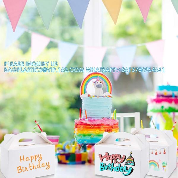 Party Favor Treat Boxes, Goodie Boxes, Gable Paper Gift Boxes With Handles. Rainbow Party Decoration Supplie