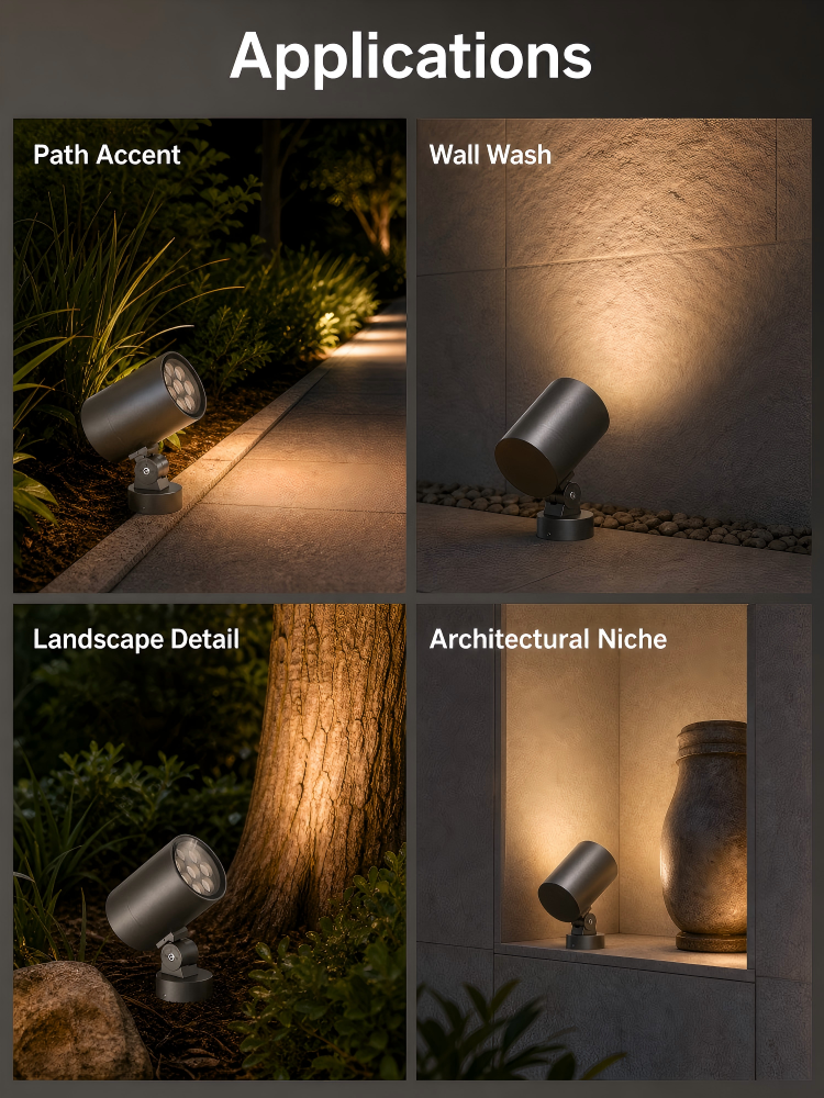 T100 IP65 Led Landscape Spotlight 7 Lens Adjustable Outdoor Led Spot Lights 80lm/W