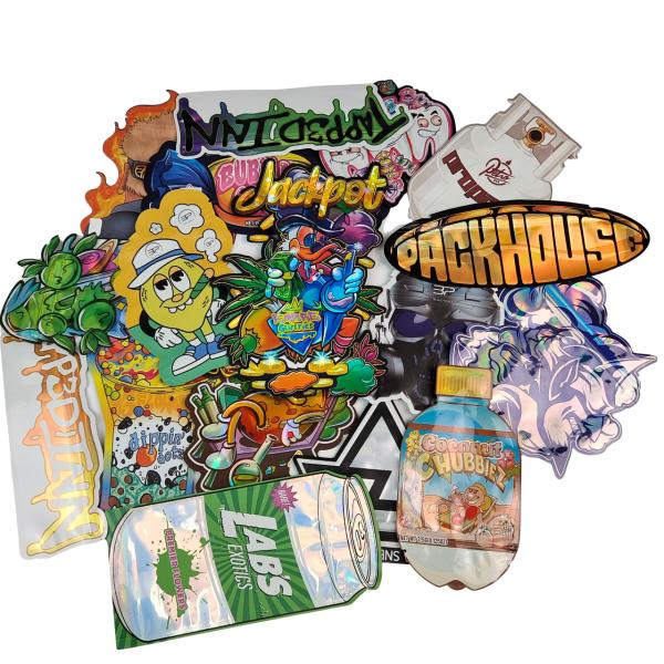 Resealable Zipper Holographic Shape Die Cut Mylar Bags Aluminum Foil Heat Seal Die Cut Irregular Pouch For Mushroom Gummies