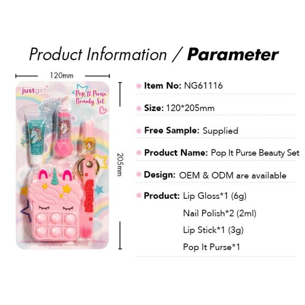 Customization Kids Makeup Kit Makeup Toys For 5 Year Olds With Pop It Purse