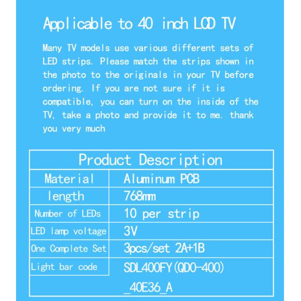 DL4077 DL4077i SONY TV Backlight SDL400FY (QD0-400)_ 40E36_ B_ X2/A_ X1