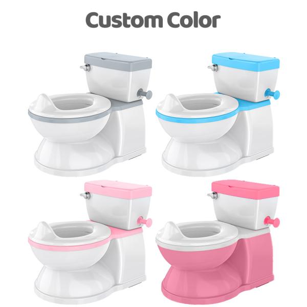 Baby Potty Toilet with Cute Cartoon Design Easy To Clean Kids Potty with Flushing Sound Music