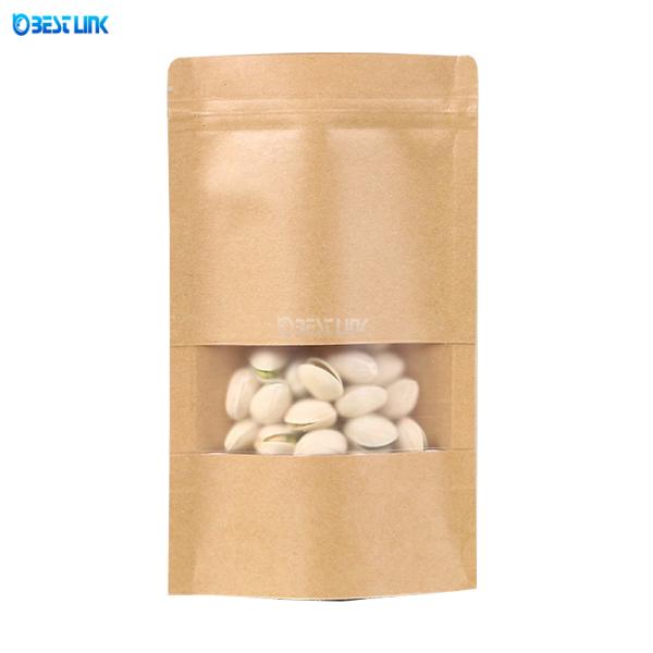 Anti Leakage Standing Food Foil Scrim Kraft Paper Bags