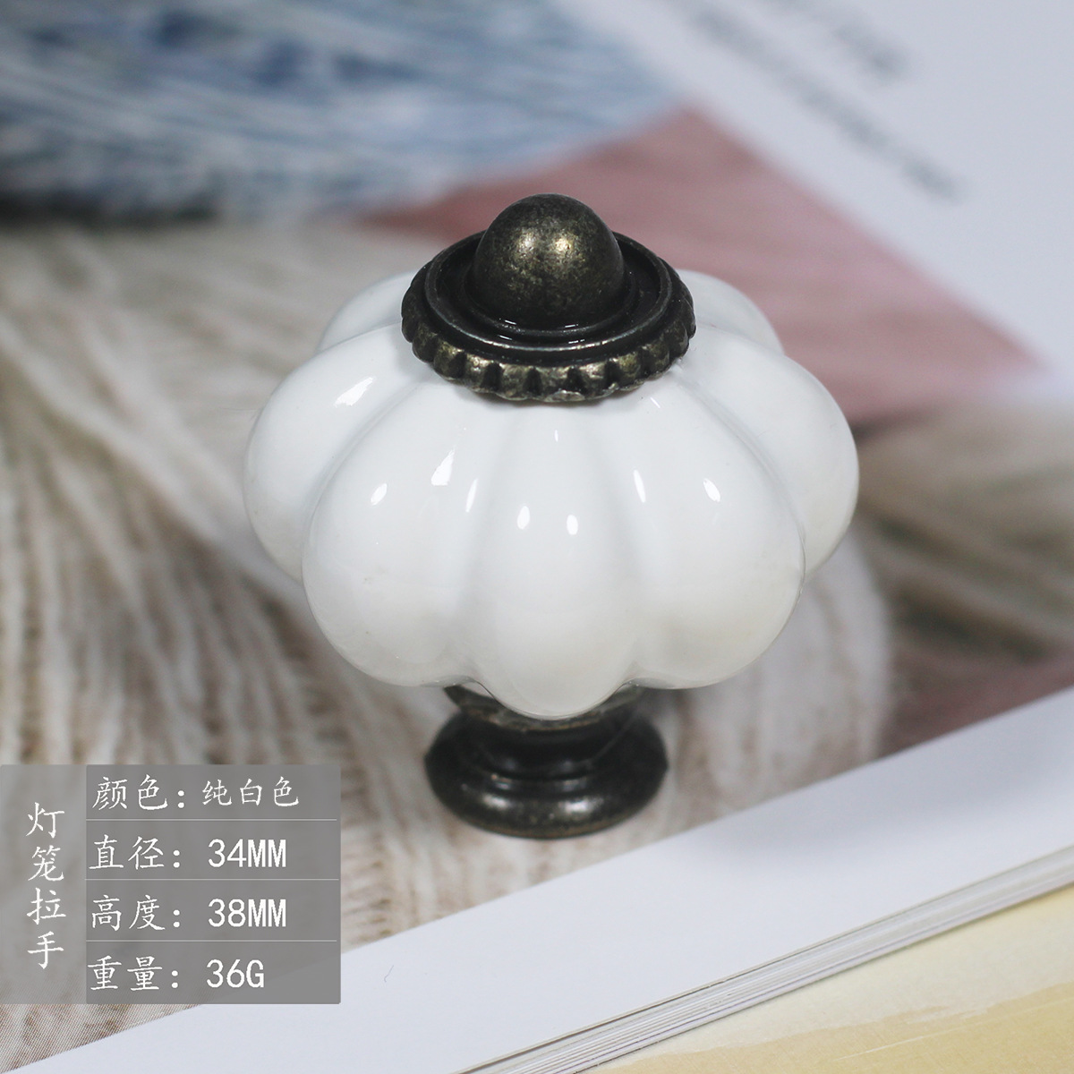 Pumpkin Ceramic Handle Knob Bohemian Style Cartoon Kitchen Bedroom Bathroom Wardrobe Dresser Cabinet Drawer Door Handle