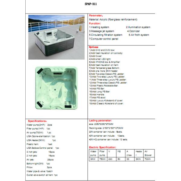 hot tub ,Outdoor Bathtub,swim spa,whirlpool,bahtub ,hot bathtub,swing pool SPAF-311