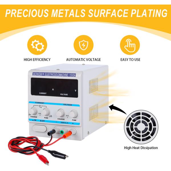 Tooltos 15V ювелирные изделия Машина для электропластики золота / серебра Раствор для электропластики золота / серебра 5.0A Текущий для ювелирных изделий