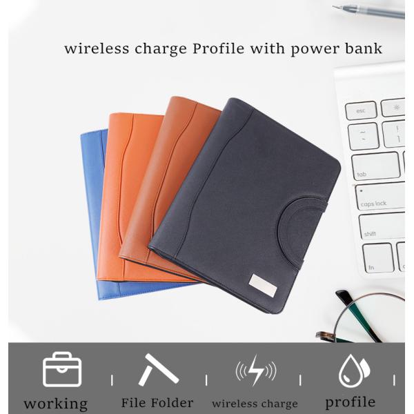 Multifunctional Waterproof Power Bank Notebook Portfolio Leather Material